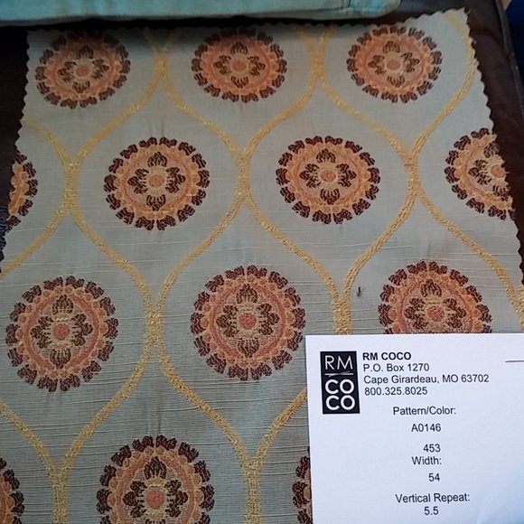 NEW RM Coco Brand Vintage Green & Rust/Orange Fabric - Picture 2 of 3